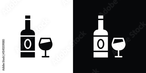Vodka icon in flat black solid vector set