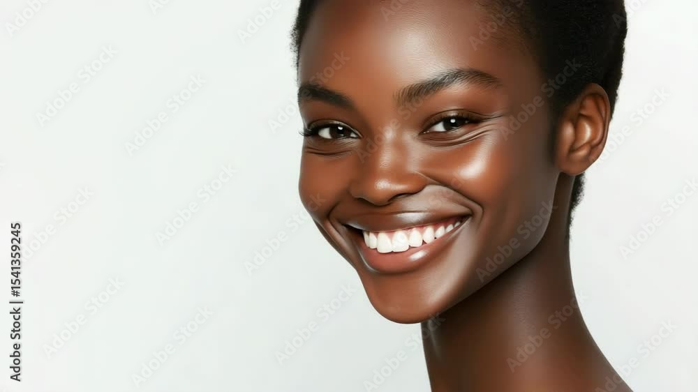 A woman with a white background. She has a very nice face. She is wearing makeup
