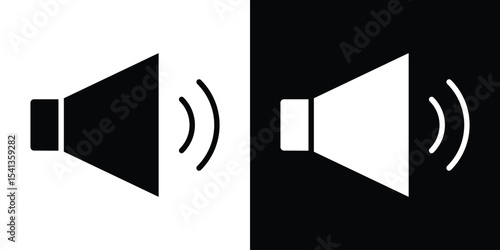 Volume icon in flat black solid vector set