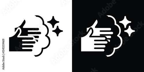 Wash your hands icon in flat black solid vector set