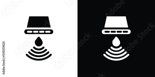 Water sensor icon in flat black solid vector set