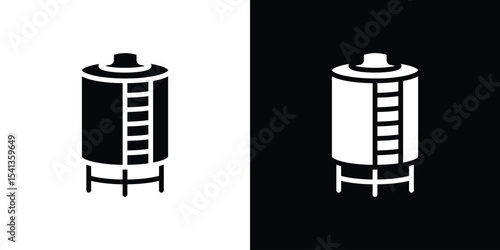 Water tank icon in flat black solid vector set