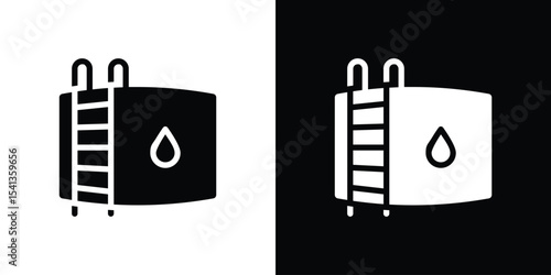 Water tank icon in flat black solid vector set
