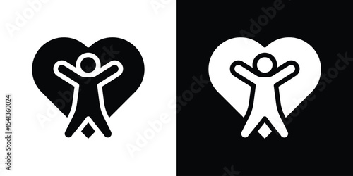 Wellness icon in flat black solid vector set