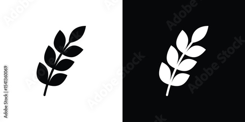 Wheat icon in flat black solid vector set