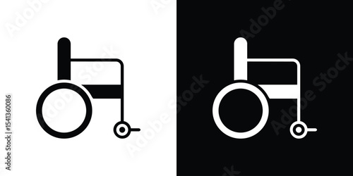 Wheelchair icon in flat black solid vector set