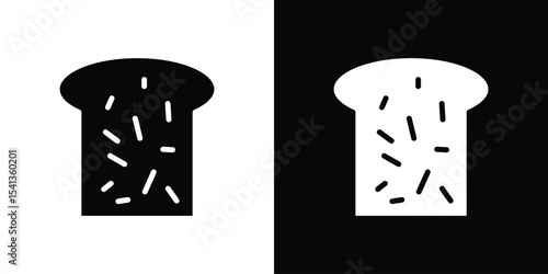White bread icon in flat black solid vector set