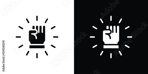 Will power icon in flat black solid vector set