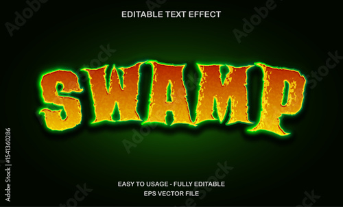 Swamp Text Effect with Glowing Neon Style - Editable Horror Jungle Theme Typography
