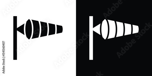 Windsock icon in flat black solid vector set