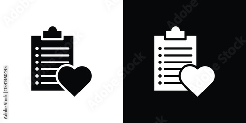 Wish list icon in flat black solid vector set