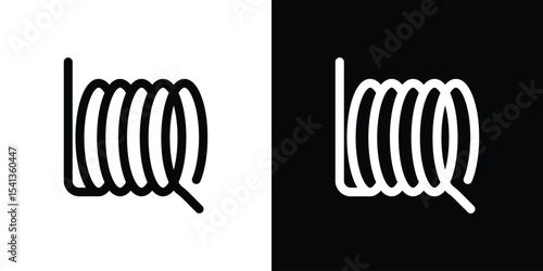 Wire coil icon in flat black solid vector set