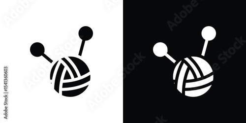 Wool ball icon in flat black solid vector set