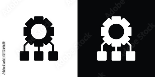 Workflow icon in flat black solid vector set