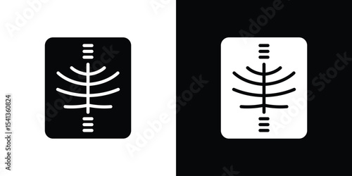 X ray icon in flat black solid vector set