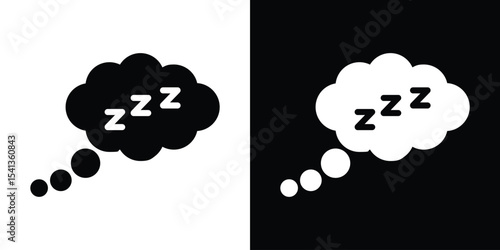 Zzz icon in flat black solid vector set
