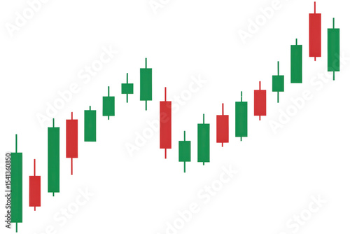 Financial stock market candlestick chart pattern isolated with transparent background