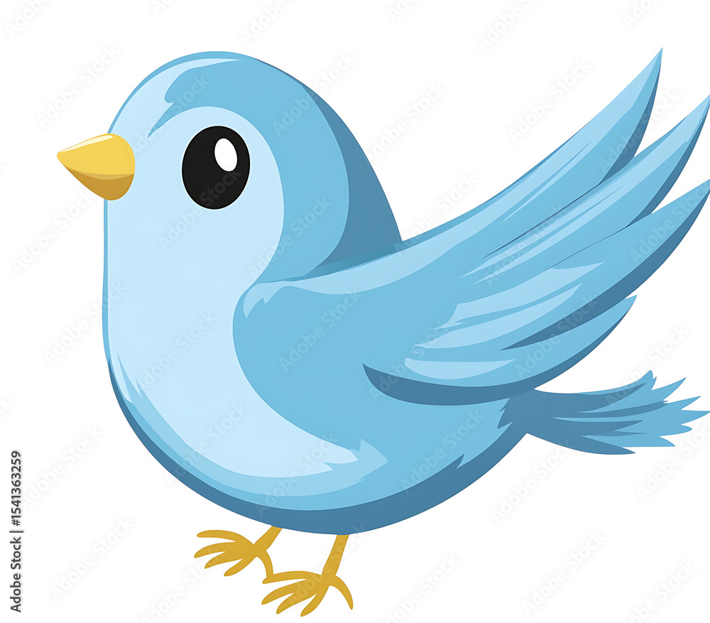 Obraz premium Adorable Blue Bird Illustration Cute Cartoon Bird Clipart