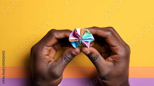 Wallpaper Mural Origami figure held in hands Torontodigital.ca