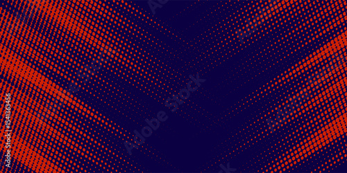 Abstract speed lines style orange color halftone banner design template. Vector illustration.