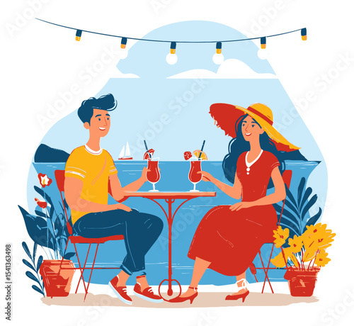 Romantic Summer Evening with Cocktails at Beachside Cafe