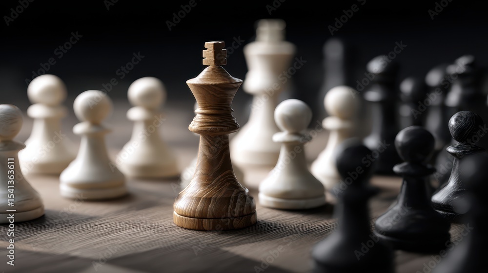 Chess King Standing Alone in a Strategic Position Chess King Standing Alone in a Strategic Position