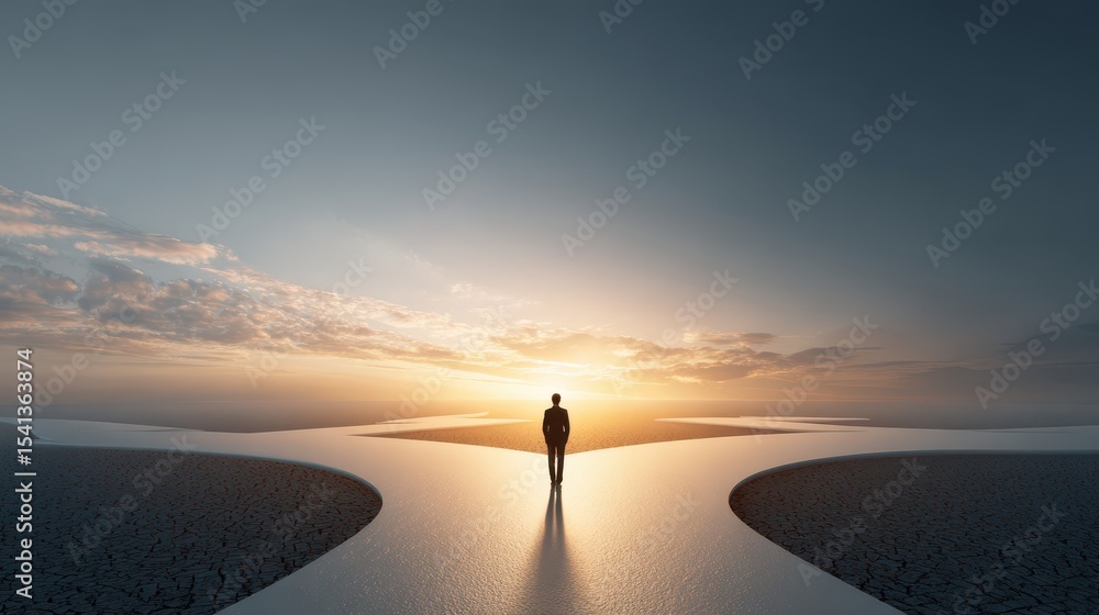 Obraz premium Making a Crucial Decision at a Crossroads