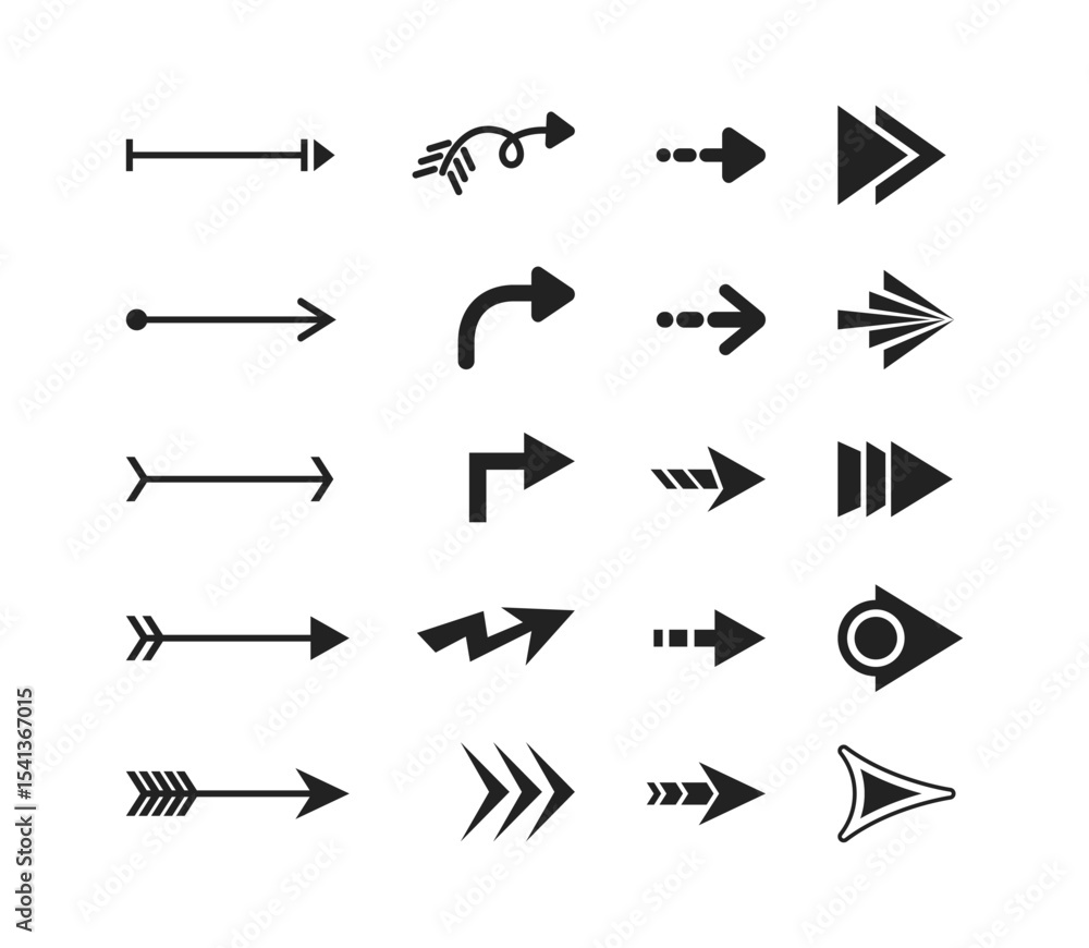 Arrows set. Arrow icon collection. Set different arrows. Arrow flat illustration style isolated on white background. Vector arrows. Arrows set. Arrow icon collection. Set different arrows. Arrow flat illustration style isolated on white background. Vector arrows.