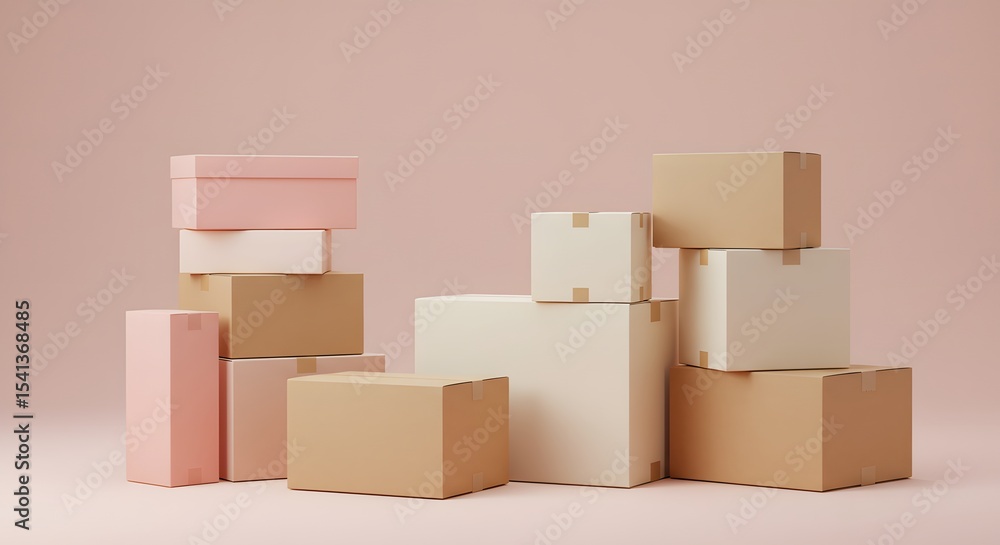 Obraz premium Stack of Cardboard Boxes Packaging and Shipping Solutions