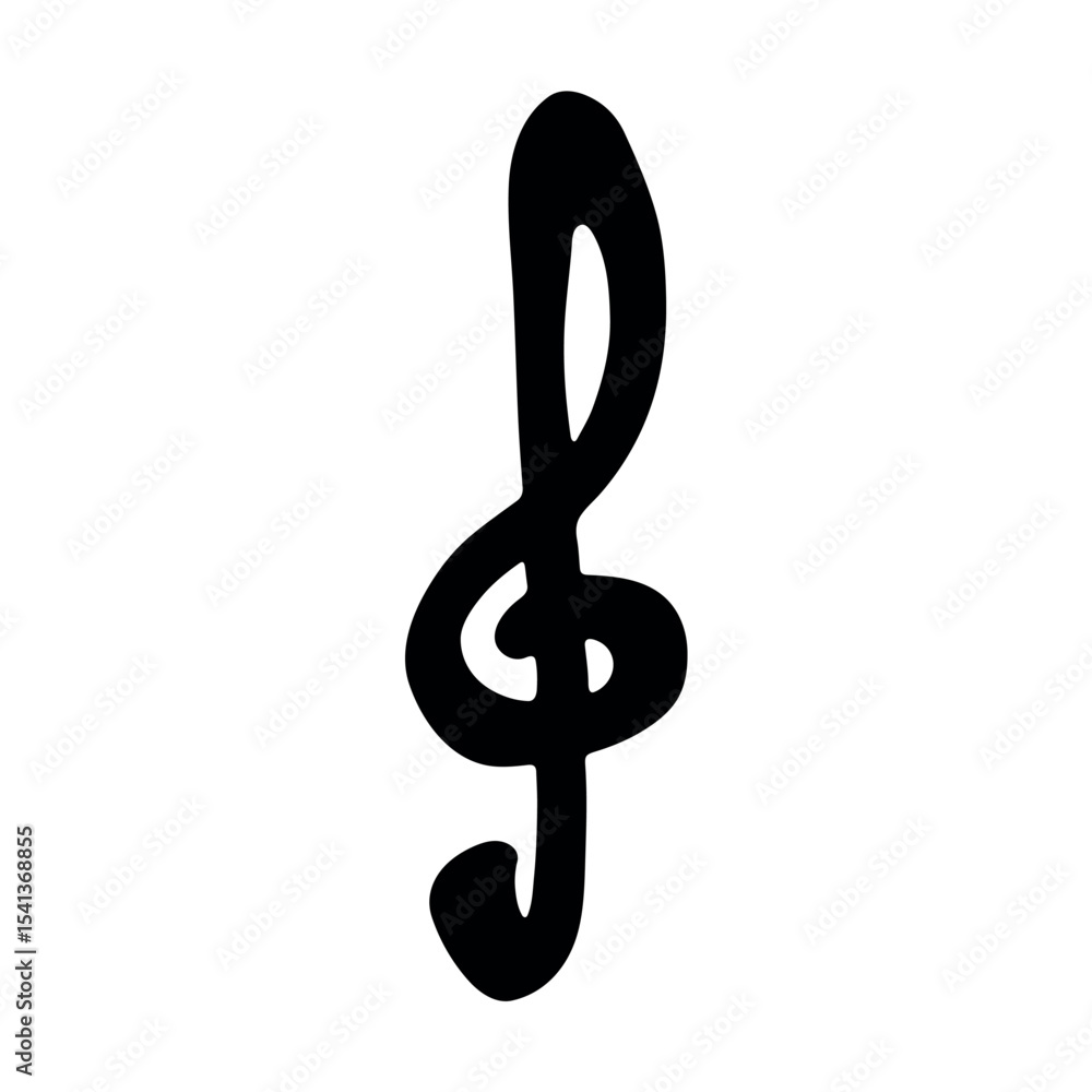 Fototapeta premium Treble clef doodle. Hand drawn musical symbol. Single element for print, web, design, decor, logo