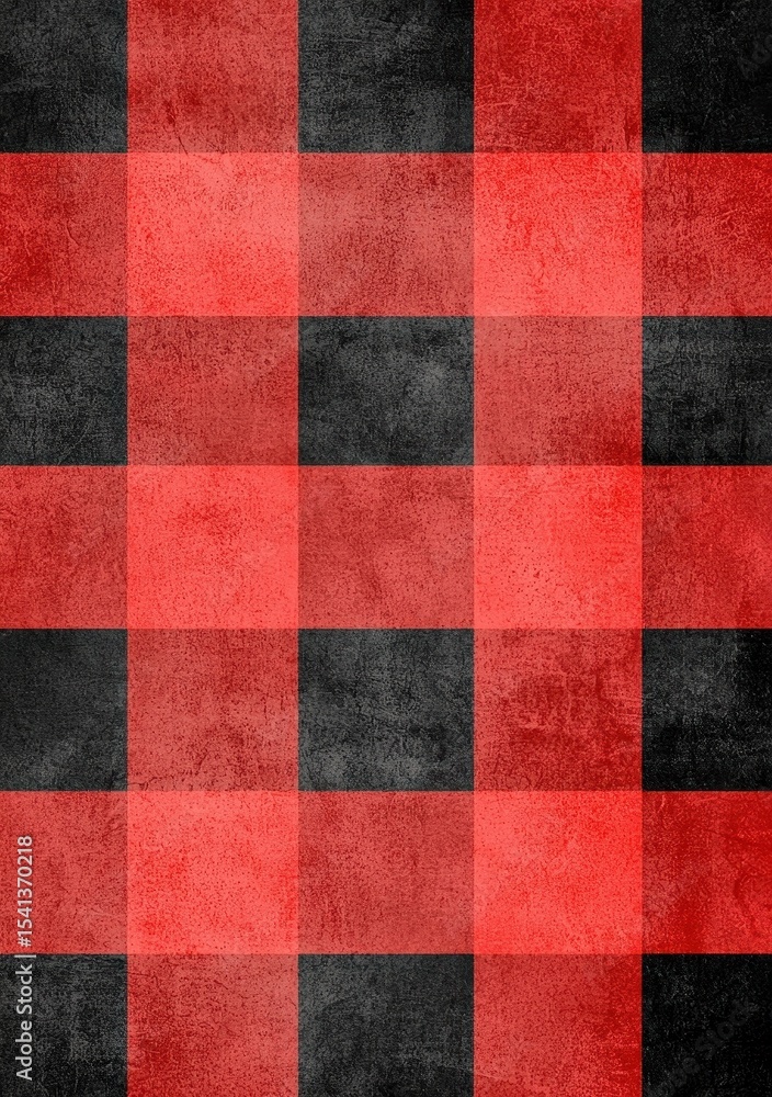 Fototapeta premium Red and Black Checkered Pattern with Grunge Texture Background