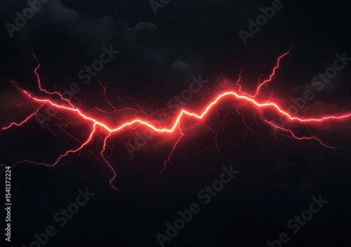 Dramatic Lightning Strike Illuminating Dark Stormy Sky at Night