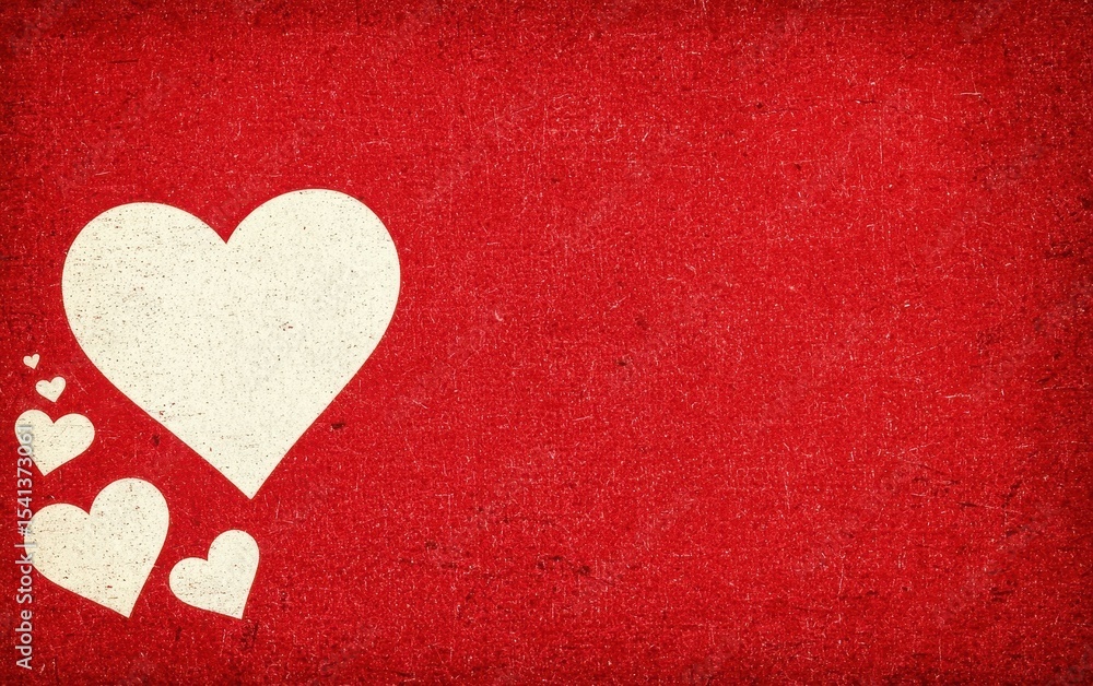 Fototapeta premium Subtle Heart Illustration on Textured Red Background for Romantic Theme
