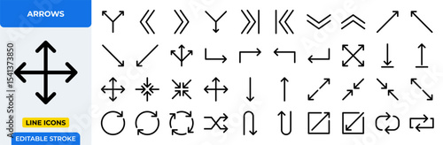 Quadro su tela Arrows Vector Icon Set - Directional, pointer, indicator, navigation, UI, UX, we