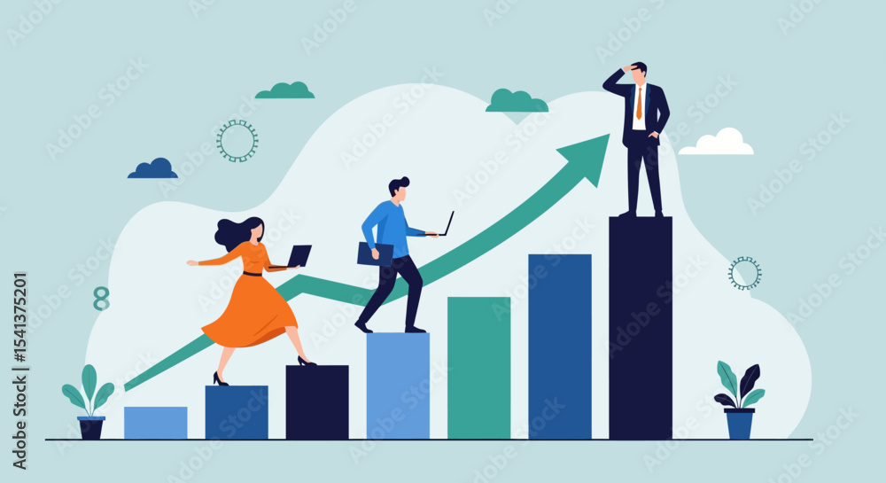 Teamwork and Career Growth, Diverse Professionals Climbing Success Steps Teamwork and Career Growth, Diverse Professionals Climbing Success Steps