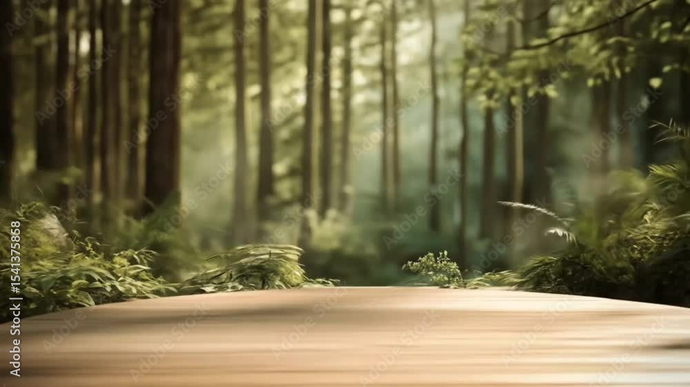 Rounded Wooden Display product Base in Forest Setting Rounded Wooden Display product Base in Forest Setting