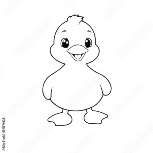 Baby Duck Outline Clipart for Coloring Book