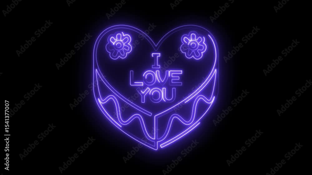 Neon candy heart with i love you glowing on black background valentines day Neon candy heart with i love you glowing on black background valentines day