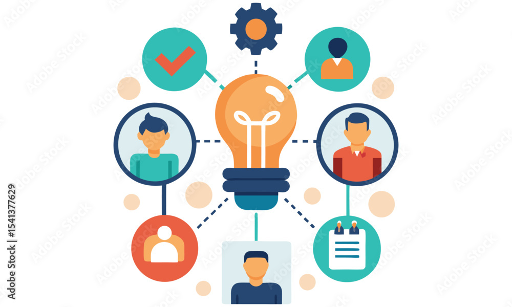 Teamwork collaboration idea generation concept illustration Teamwork collaboration idea generation concept illustration