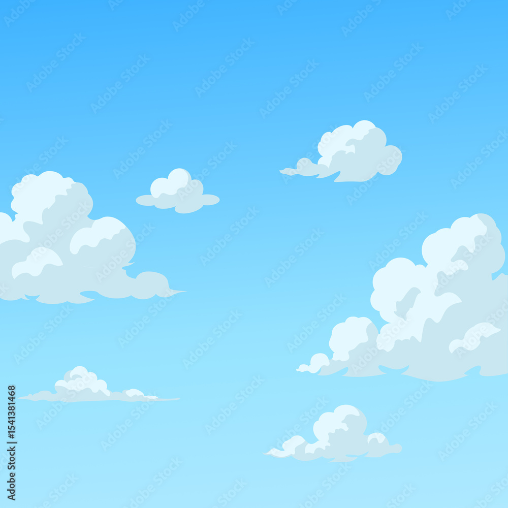 Cartoon Illustration of Blue Sky With Clouds Cartoon Illustration of Blue Sky With Clouds