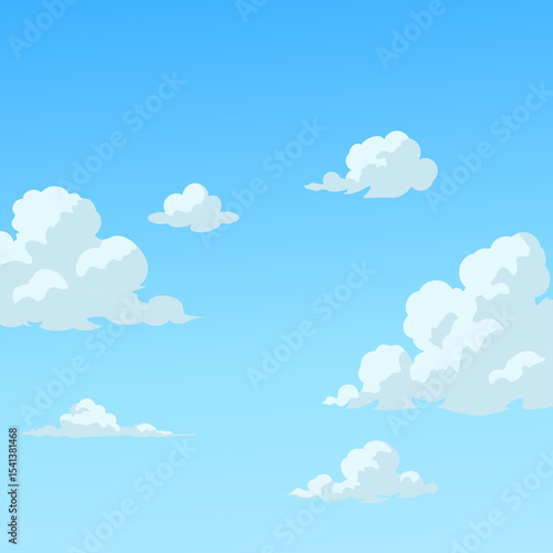 Cartoon Illustration of Blue Sky With Clouds