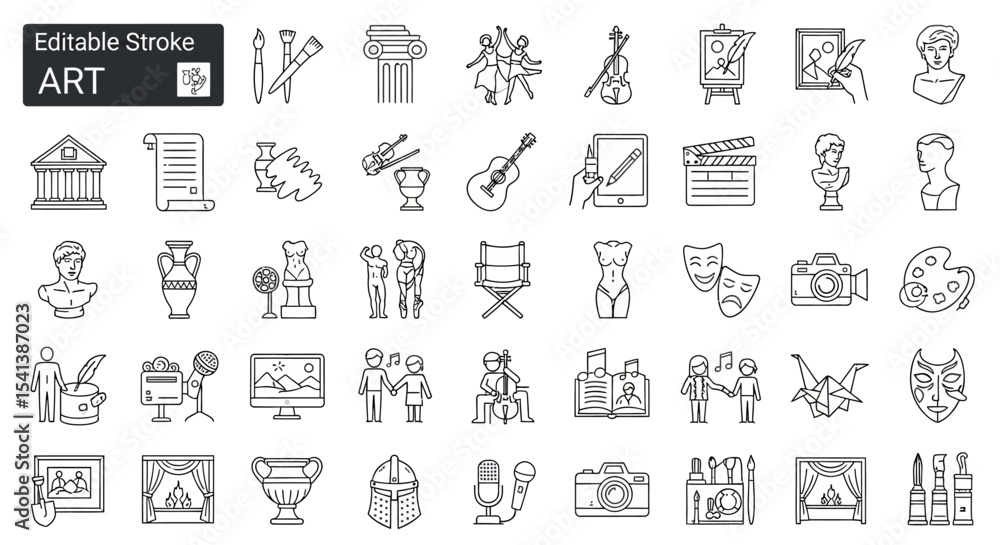 Extensive Collection of Editable Art Icons Line Drawings for Design Projects Extensive Collection of Editable Art Icons Line Drawings for Design Projects