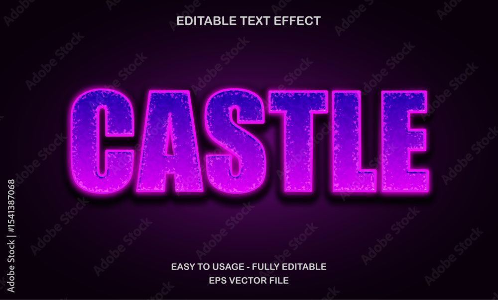 Castle Text Effect with Purple Neon Glow - Editable Fantasy and Magic Theme Typography Castle Text Effect with Purple Neon Glow - Editable Fantasy and Magic Theme Typography