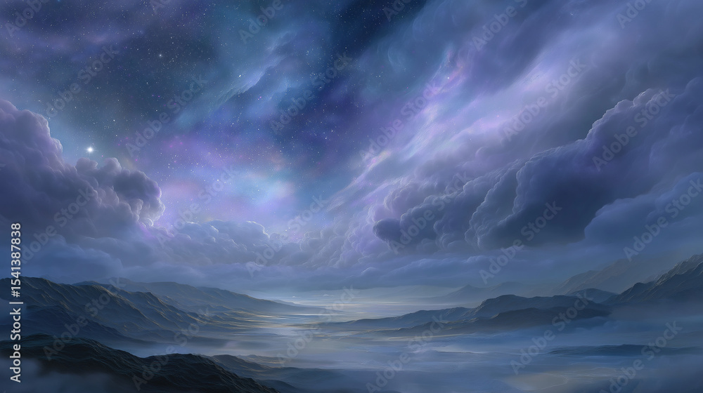 Fototapeta premium Mystical Realms with Nebulae and Distant Planets