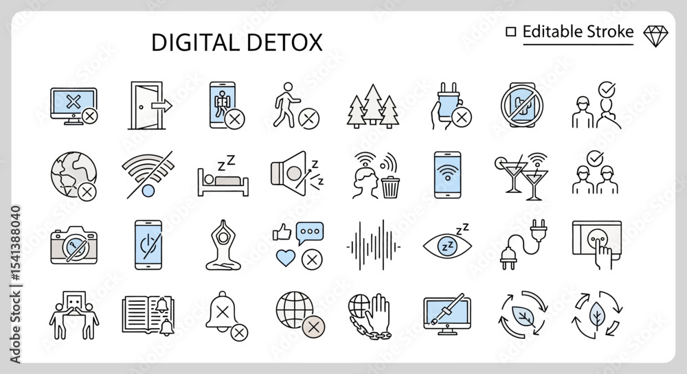 Digital Detox Icons and Graphics for Wellness and Mindfulness Digital Detox Icons and Graphics for Wellness and Mindfulness