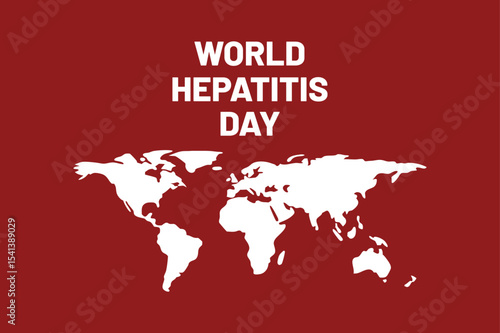 World hepatitis day awareness campaign featuring white world map on red background