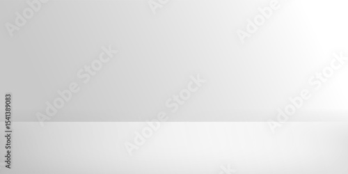 White grey gradient studio room background. 3d vector winter studio display podium. Light grey color winter gradient bg. Product table shelf. Clean aesthetic photo shoot backdrop..EPS 10