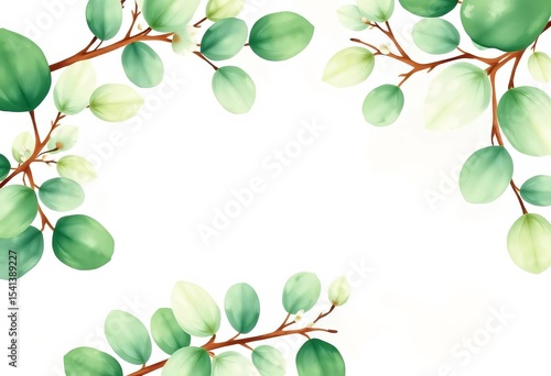 Elegant watercolor eucalyptus leaves & branches, soft green hues, wedding invitation design,  template,   wedding graphics