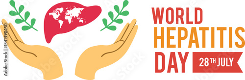 Symbolic representation of world hepatitis day featuring hands protecting liver with earth map