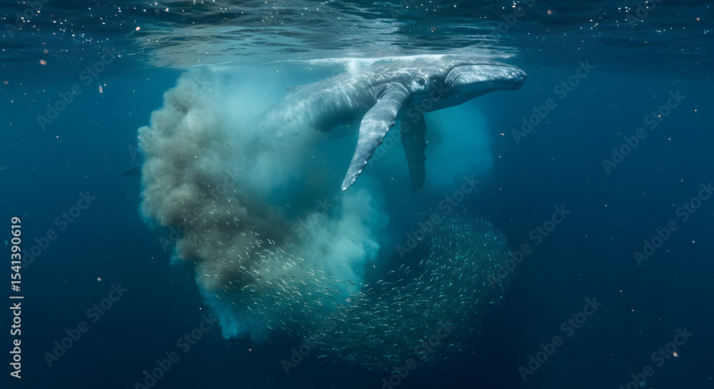 Fototapeta premium Marine Chaos with Whale and Krill PNG